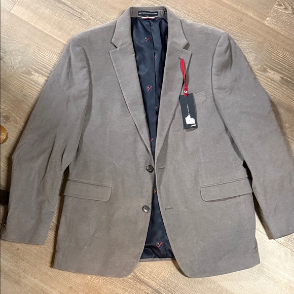 NWT Tommy Hilfiger Men's Light Gray 100% Cotton Natural Stretch Corduroy Blazer